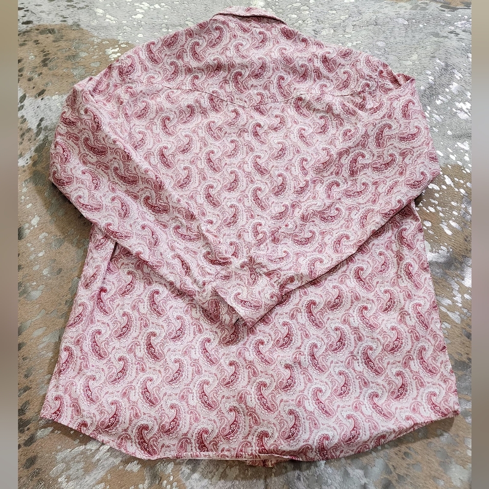 Men's Red Paisley Pearl Snap Rafter C - Picture 7 of 7